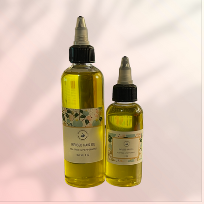 INFUSED HAIR OIL TEA TREE & PEPPERMINT (Used as a hot oil treatment)